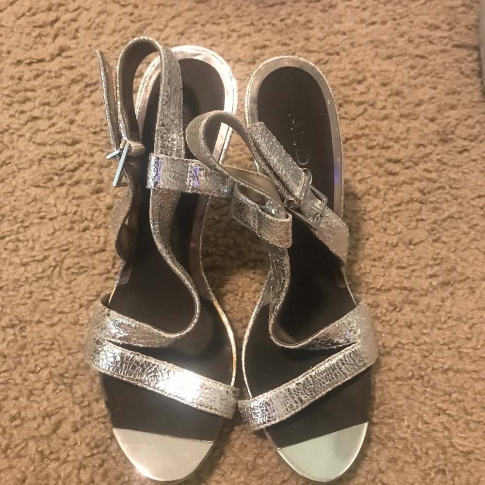 Aldo Silver Strappy Heels